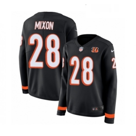 Womens Nike Cincinnati Bengals 28 Joe Mixon Limited Black Therma Long Sleeve NFL Jersey Womens Nike Cincinnati Bengals 28 Joe Mixon Limited Black Therma Long Sleeve NFL Jersey