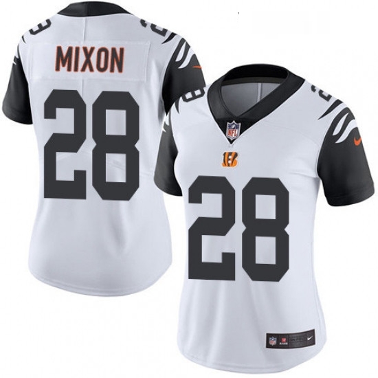 Womens Nike Cincinnati Bengals 28 Joe Mixon Limited White Rush Vapor Untouchable NFL Jersey Womens Nike Cincinnati Bengals 28 Joe Mixon Limited White Rush Vapor Untouchable NFL Jersey
