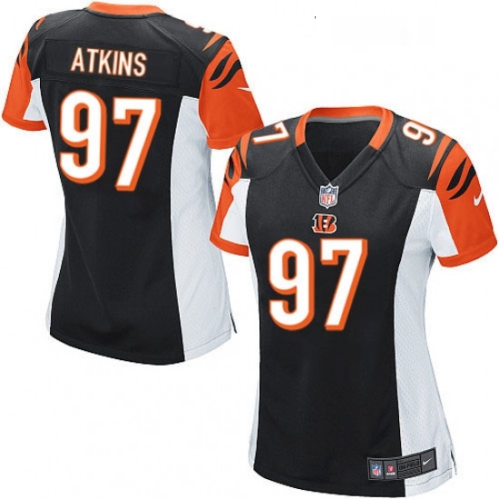 Womens Nike Cincinnati Bengals 97 Geno Atkins Game Black Team Color NFL Jersey Womens Nike Cincinnati Bengals 97 Geno Atkins Game Black Team Color NFL Jersey