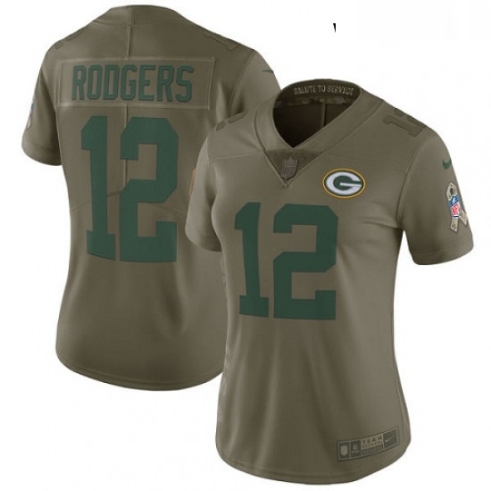 Womens Nike Green Bay Packers 12 Aaron Rodgers Limited Olive 2017 Salute to Service NFL Jersey Womens Nike Green Bay Packers 12 Aaron Rodgers Limited Olive 2017 Salute to Service NFL Jersey