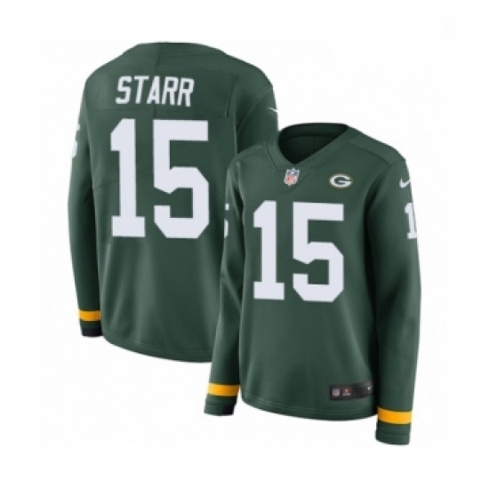 Womens Nike Green Bay Packers 15 Bart Starr Limited Green Therma Long Sleeve NFL Jersey Womens Nike Green Bay Packers 15 Bart Starr Limited Green Therma Long Sleeve NFL Jersey