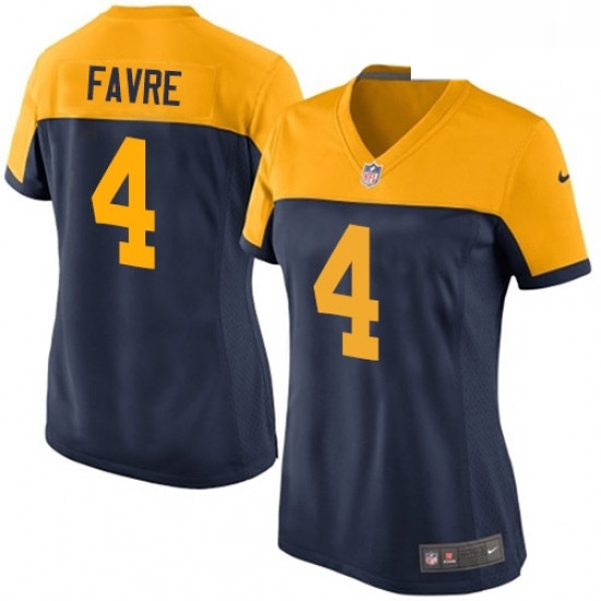 Womens Nike Green Bay Packers 4 Brett Favre Game Navy Blue Alternate NFL Jersey Womens Nike Green Bay Packers 4 Brett Favre Game Navy Blue Alternate NFL Jersey