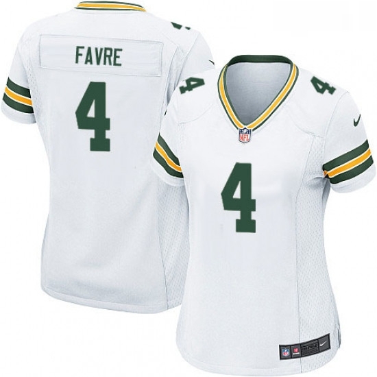 Womens Nike Green Bay Packers 4 Brett Favre Game White NFL Jersey Womens Nike Green Bay Packers 4 Brett Favre Game White NFL Jersey