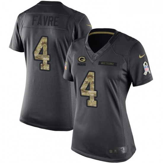 Womens Nike Green Bay Packers 4 Brett Favre Limited Black 2016 Salute to Service NFL Jersey Womens Nike Green Bay Packers 4 Brett Favre Limited Black 2016 Salute to Service NFL Jersey