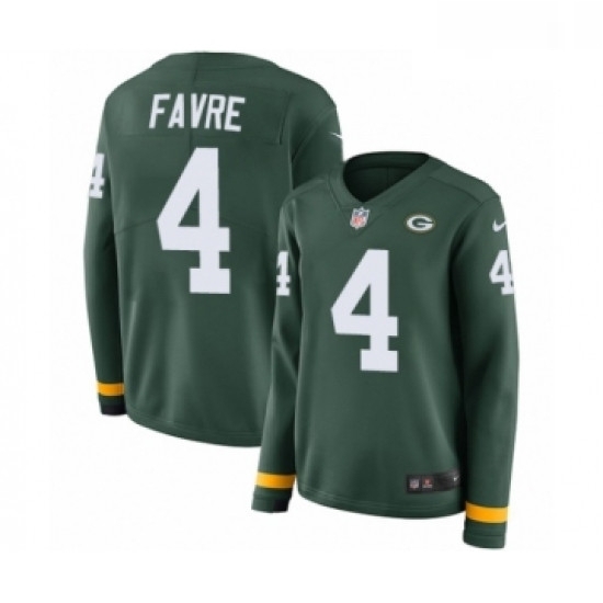 Womens Nike Green Bay Packers 4 Brett Favre Limited Green Therma Long Sleeve NFL Jersey Womens Nike Green Bay Packers 4 Brett Favre Limited Green Therma Long Sleeve NFL Jersey