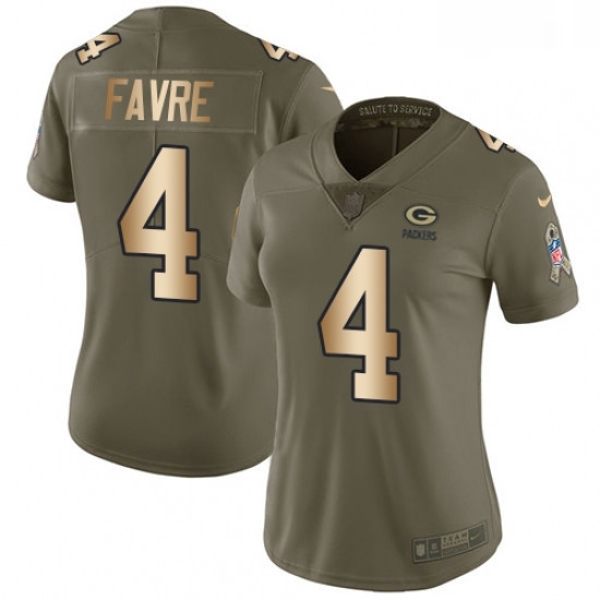 Womens Nike Green Bay Packers 4 Brett Favre Limited OliveGold 2017 Salute to Service NFL Jersey Womens Nike Green Bay Packers 4 Brett Favre Limited OliveGold 2017 Salute to Service NFL Jersey