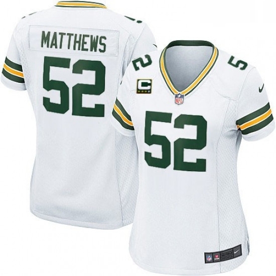 Womens Nike Green Bay Packers 52 Clay Matthews Elite White C Patch NFL Jersey Womens Nike Green Bay Packers 52 Clay Matthews Elite White C Patch NFL Jersey