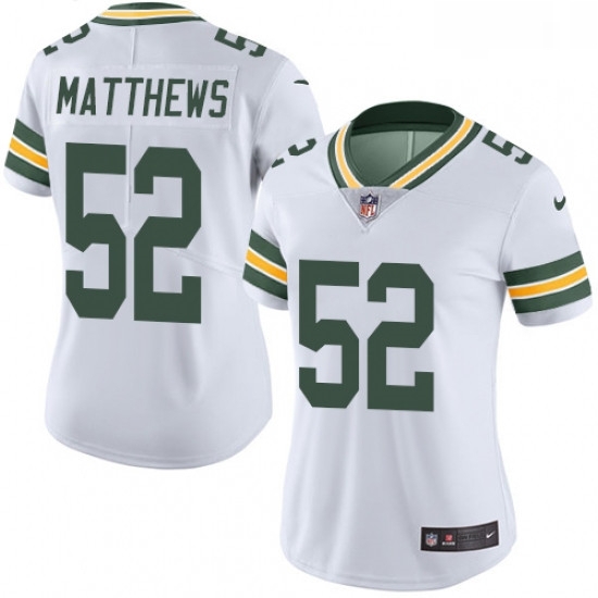 Womens Nike Green Bay Packers 52 Clay Matthews White Vapor Untouchable Limited Player NFL Jersey Womens Nike Green Bay Packers 52 Clay Matthews White Vapor Untouchable Limited Player NFL Jersey