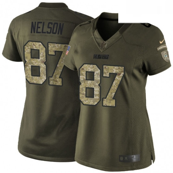 Womens Nike Green Bay Packers 87 Jordy Nelson Elite Green Salute to Service NFL Jersey Womens Nike Green Bay Packers 87 Jordy Nelson Elite Green Salute to Service NFL Jersey