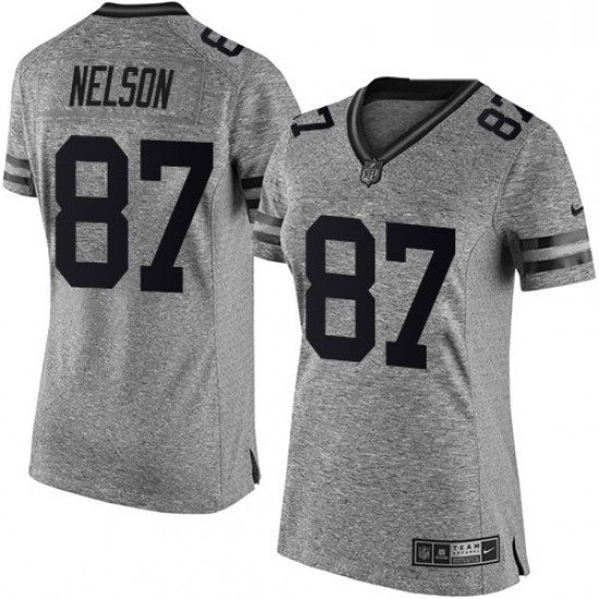 Womens Nike Green Bay Packers 87 Jordy Nelson Limited Gray Gridiron NFL Jersey Womens Nike Green Bay Packers 87 Jordy Nelson Limited Gray Gridiron NFL Jersey
