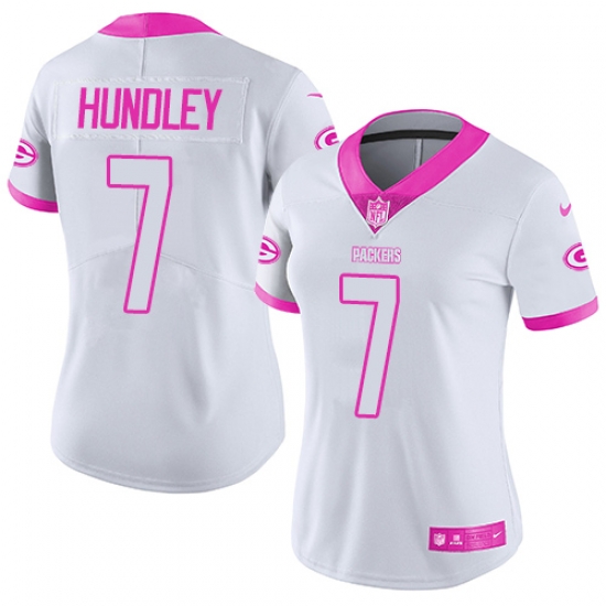 Womens Nike Packers #7 Brett Hundley White Pink Limited Rush Fashion NFL Jersey Womens Nike Packers #7 Brett Hundley White Pink Limited Rush Fashion NFL Jersey
