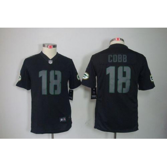 Nike Packers #18 Randall Cobb Black Impact Youth Stitched NFL Limited Jersey Nike Packers #18 Randall Cobb Black Impact Youth Stitched NFL Limited Jersey