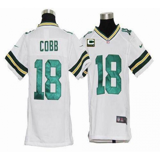 Nike Packers #18 Randall Cobb White With C Patch Youth Stitched NFL Elite Jersey Nike Packers #18 Randall Cobb White With C Patch Youth Stitched NFL Elite Jersey