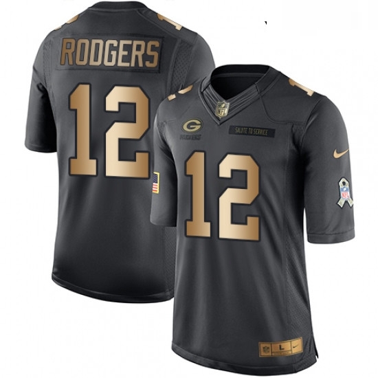 Youth Nike Green Bay Packers 12 Aaron Rodgers Limited BlackGold Salute to Service NFL Jersey Youth Nike Green Bay Packers 12 Aaron Rodgers Limited BlackGold Salute to Service NFL Jersey