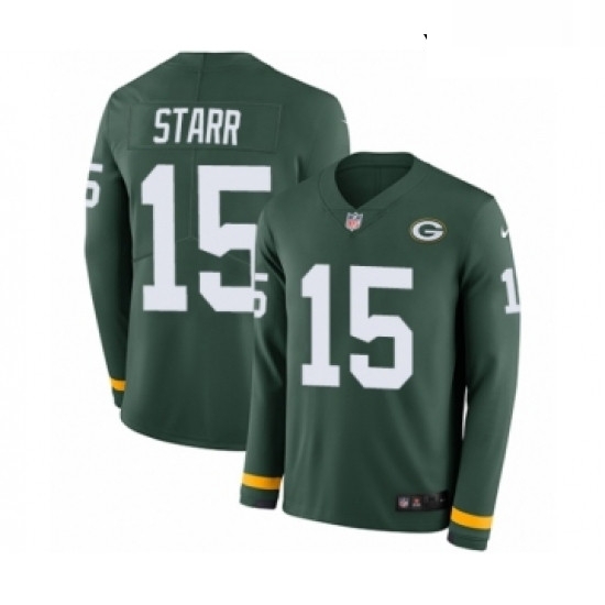 Youth Nike Green Bay Packers 15 Bart Starr Limited Green Therma Long Sleeve NFL Jersey Youth Nike Green Bay Packers 15 Bart Starr Limited Green Therma Long Sleeve NFL Jersey