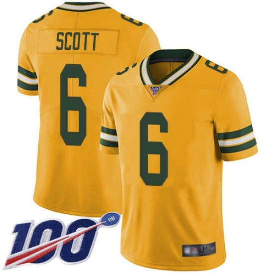 Youth Packers 6 JK Scott Yellow Stitched Football Limited Rush 100th Season Jersey Youth Packers 6 JK Scott Yellow Stitched Football Limited Rush 100th Season Jersey