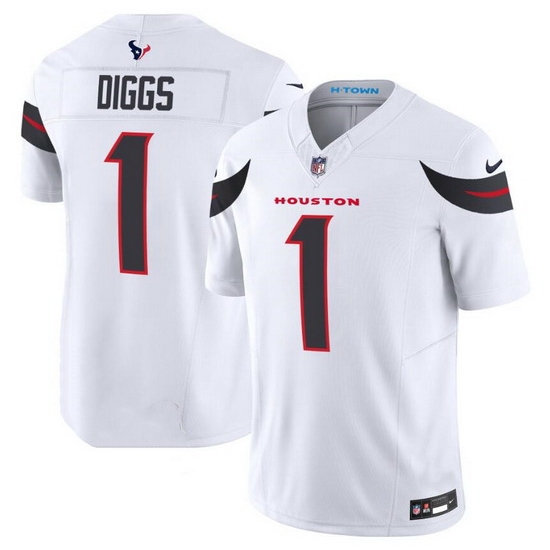 Men Houston Texans 1 Stefon Diggs White 2024 Vapor F U S E Limited Stitched Jersey Men Houston Texans 1 Stefon Diggs White 2024 Vapor F U S E Limited Stitched Jersey