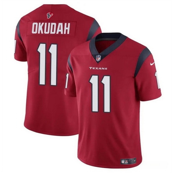 Men Houston Texans 11 Jeff Okudah Red Vapor Untouchable Stitched Football Jersey Men Houston Texans 11 Jeff Okudah Red Vapor Untouchable Stitched Football Jersey