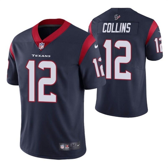 Men Houston Texans 12 Nico Collins Navy Vapor Untouchable Limited Stitched Jersey Men Houston Texans 12 Nico Collins Navy Vapor Untouchable Limited Stitched Jersey