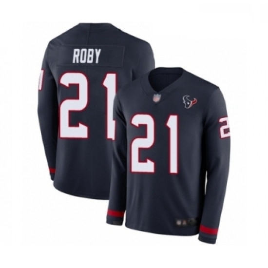 Men Houston Texans 21 Bradley Roby Limited Navy Blue Therma Long Sleeve Football Jersey Men Houston Texans 21 Bradley Roby Limited Navy Blue Therma Long Sleeve Football Jersey