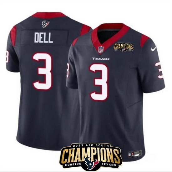 Men Houston Texans 3 Tank Dell Navy 2023 F U S E AFC South Champions Patch Vapor Untouchable Limited Stitched Football Jersey Men Houston Texans 3 Tank Dell Navy 2023 F U S E AFC South Champions Patch Vapor Untouchable Limited Stitched Football Jersey
