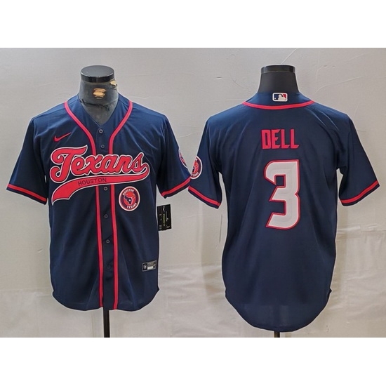 Men Houston Texans 3 Tank Dell Navy With Patch Cool Base Stitched Baseball Jersey 4 Men Houston Texans 3 Tank Dell Navy With Patch Cool Base Stitched Baseball Jersey 4