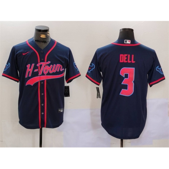 Men Houston Texans 3 Tank Dell Navy With Patch Cool Base Stitched Baseball Jersey Men Houston Texans 3 Tank Dell Navy With Patch Cool Base Stitched Baseball Jersey