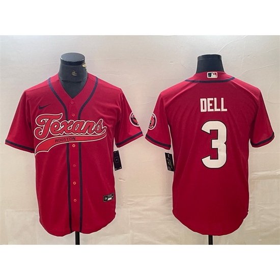 Men Houston Texans 3 Tank Dell Red With Patch Cool Base Stitched Baseball Jersey Men Houston Texans 3 Tank Dell Red With Patch Cool Base Stitched Baseball Jersey