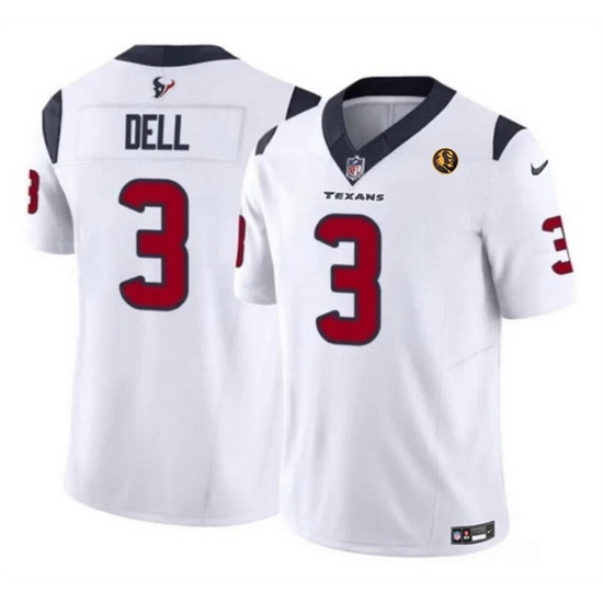 Men Houston Texans 3 Tank Dell White 2023 F U S E With John Madden Patch Vapor Limited Stitched Football Jersey Men Houston Texans 3 Tank Dell White 2023 F U S E With John Madden Patch Vapor Limited Stitched Football Jersey