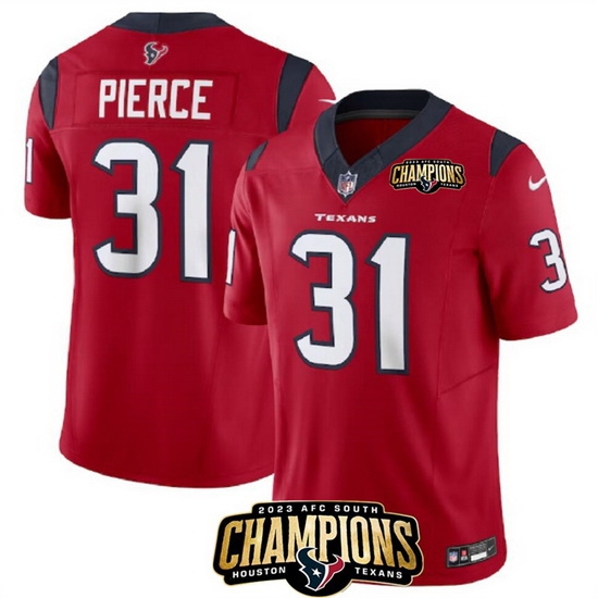 Men Houston Texans 31 Dameon Pierce Red 2023 F U S E AFC South Champions Patch Vapor Untouchable Limited Stitched Football Jersey Men Houston Texans 31 Dameon Pierce Red 2023 F U S E AFC South Champions Patch Vapor Untouchable Limited Stitched Football Jersey