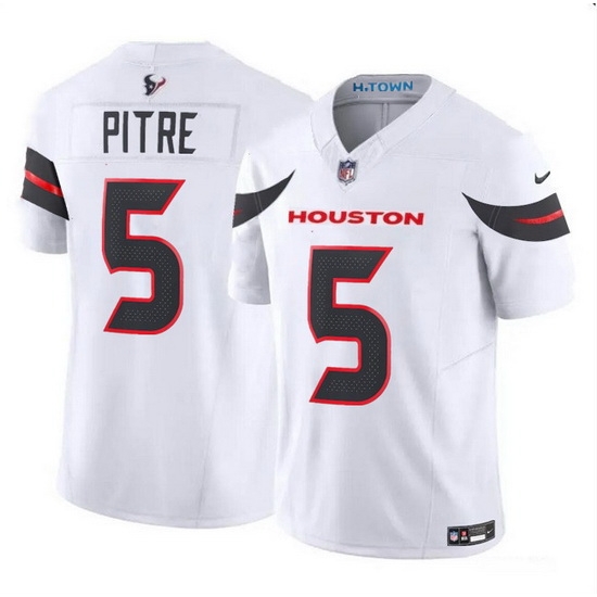 Men Houston Texans 5 Jalen Pitre White 2024 Vapor F U S E Limited Stitched Jersey Men Houston Texans 5 Jalen Pitre White 2024 Vapor F U S E Limited Stitched Jersey