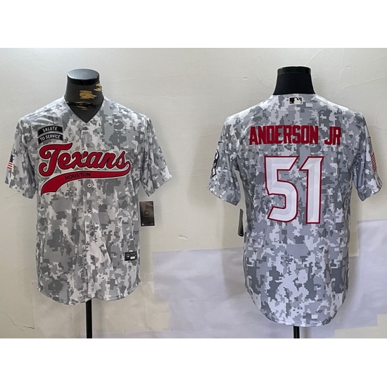 Men Houston Texans 51 Will Anderson Jr Camo With Patch Cool Base Stitched Baseball Jersey Men Houston Texans 51 Will Anderson Jr Camo With Patch Cool Base Stitched Baseball Jersey