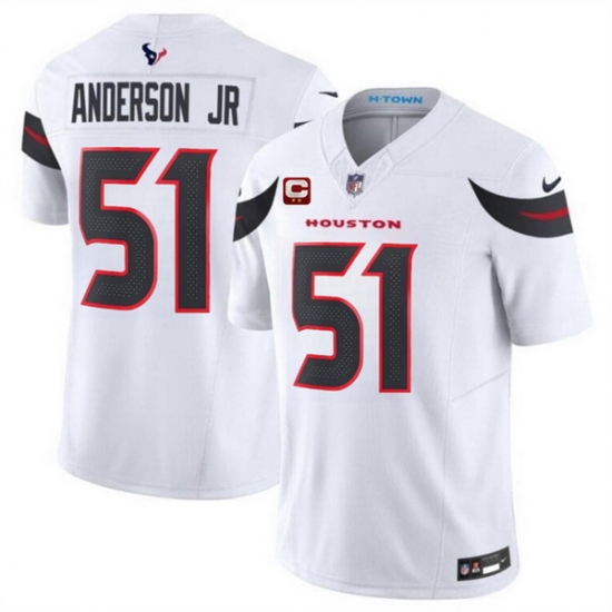 Men Houston Texans 51 Will Anderson Jr White 2024 Vapor F U S E With 2 Star C Patch Limited Stitched Jersey Men Houston Texans 51 Will Anderson Jr White 2024 Vapor F U S E With 2 Star C Patch Limited Stitched Jersey