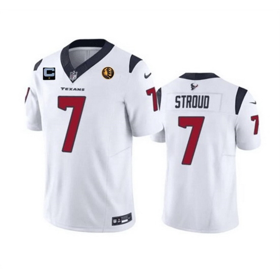 Men Houston Texans 7 C J Stroud White 2023 F U S E With 1 Star C Patch John Madden Patch Vapor Limited Stitched Football Jersey Men Houston Texans 7 C J Stroud White 2023 F U S E With 1 Star C Patch John Madden Patch Vapor Limited Stitched Football Jersey