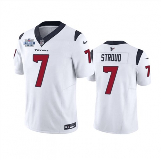 Men Houston Texans 7 C J Stroud White 2023 F U S E With Prem1ere Patch Vapor Untouchable Limited Stitched Football Jersey Men Houston Texans 7 C J Stroud White 2023 F U S E With Prem1ere Patch Vapor Untouchable Limited Stitched Football Jersey
