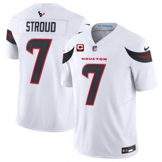 Men Houston Texans 7 C J Stroud White 2024 Vapor F U S E With 2 Star C Patch Limited Stitched Jersey Men Houston Texans 7 C J Stroud White 2024 Vapor F U S E With 2 Star C Patch Limited Stitched Jersey
