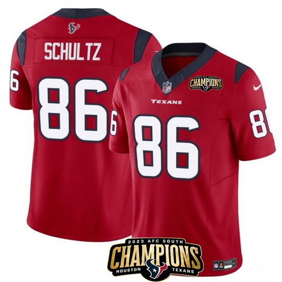 Men Houston Texans 86 Dalton Schultz Red 2023 F U S E AFC South Champions Patch Vapor Untouchable Limited Stitched Football Jersey Men Houston Texans 86 Dalton Schultz Red 2023 F U S E AFC South Champions Patch Vapor Untouchable Limited Stitched Football Jersey