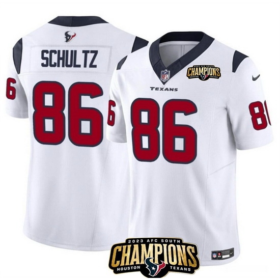 Men Houston Texans 86 Dalton Schultz White 2023 F U S E AFC South Champions Patch Vapor Untouchable Limited Stitched Football Jersey Men Houston Texans 86 Dalton Schultz White 2023 F U S E AFC South Champions Patch Vapor Untouchable Limited Stitched Football Jersey