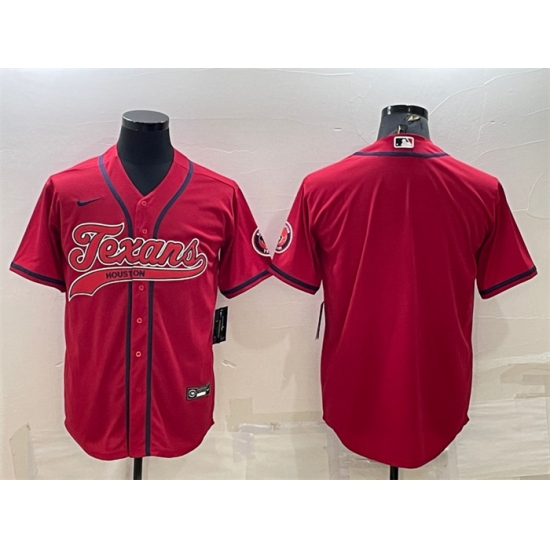 Men Houston Texans Blank Red With Patch Cool Base Stitched Baseball Jersey Men Houston Texans Blank Red With Patch Cool Base Stitched Baseball Jersey