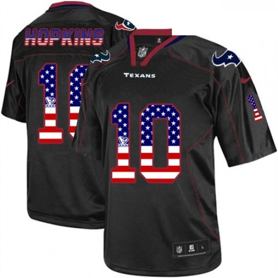 Men Nike Houston Texans 10 DeAndre Hopkins Elite Black USA Flag Fashion NFL Jersey Men Nike Houston Texans 10 DeAndre Hopkins Elite Black USA Flag Fashion NFL Jersey