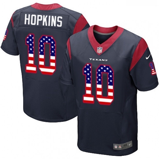 Men Nike Houston Texans 10 DeAndre Hopkins Elite Navy Blue Home USA Flag Fashion NFL Jersey Men Nike Houston Texans 10 DeAndre Hopkins Elite Navy Blue Home USA Flag Fashion NFL Jersey