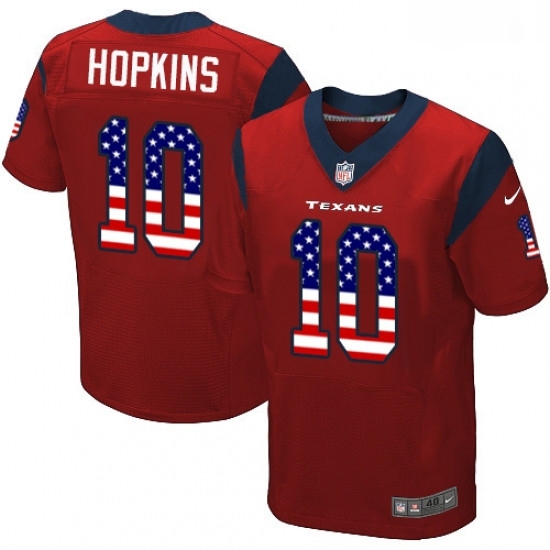 Men Nike Houston Texans 10 DeAndre Hopkins Elite Red Alternate USA Flag Fashion NFL Jersey Men Nike Houston Texans 10 DeAndre Hopkins Elite Red Alternate USA Flag Fashion NFL Jersey