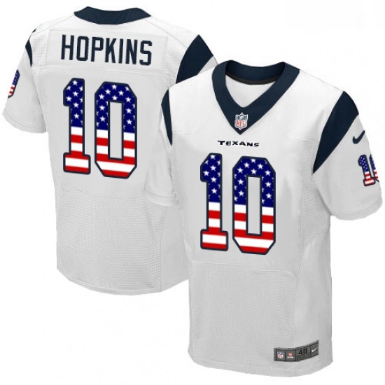 Men Nike Houston Texans 10 DeAndre Hopkins Elite White Road USA Flag Fashion NFL Jersey Men Nike Houston Texans 10 DeAndre Hopkins Elite White Road USA Flag Fashion NFL Jersey