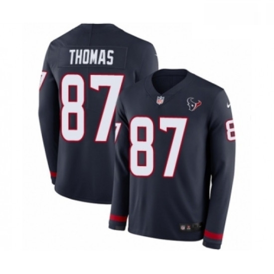 Men Nike Houston Texans 87 Demaryius Thomas Limited Navy Blue Therma Long Sleeve NFL Jersey Men Nike Houston Texans 87 Demaryius Thomas Limited Navy Blue Therma Long Sleeve NFL Jersey