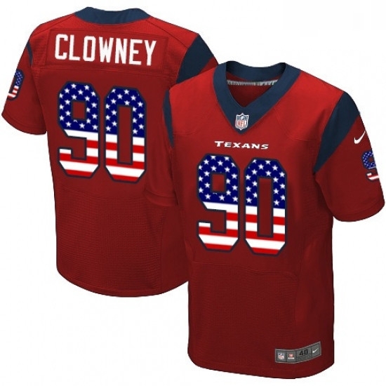 Men Nike Houston Texans 90 Jadeveon Clowney Elite Red Alternate USA Flag Fashion NFL Jersey Men Nike Houston Texans 90 Jadeveon Clowney Elite Red Alternate USA Flag Fashion NFL Jersey