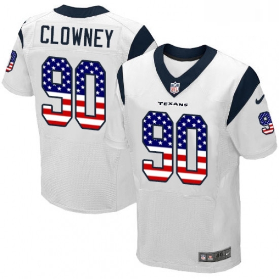 Men Nike Houston Texans 90 Jadeveon Clowney Elite White Road USA Flag Fashion NFL Jersey Men Nike Houston Texans 90 Jadeveon Clowney Elite White Road USA Flag Fashion NFL Jersey