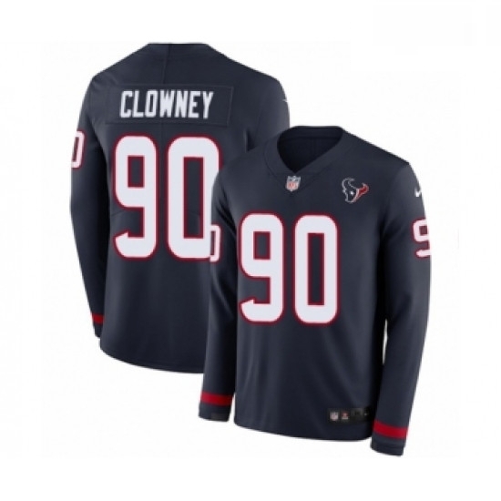 Men Nike Houston Texans 90 Jadeveon Clowney Limited Navy Blue Therma Long Sleeve NFL Jersey Men Nike Houston Texans 90 Jadeveon Clowney Limited Navy Blue Therma Long Sleeve NFL Jersey