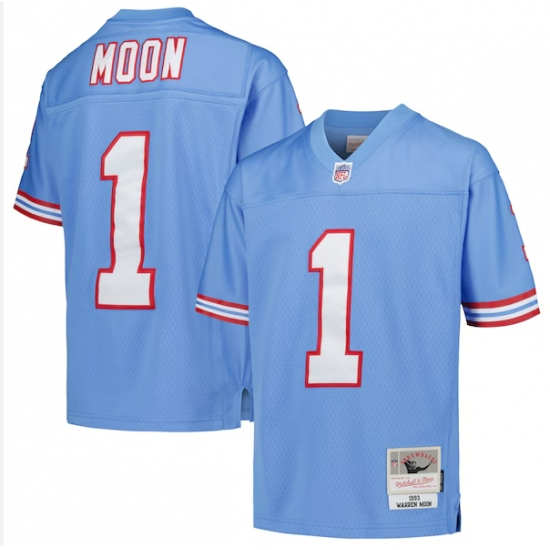 Men Tennessee Titans 1 Warren Moon Light Blue Throwback Stitched Football Jersey Men Tennessee Titans 1 Warren Moon Light Blue Throwback Stitched Football Jersey