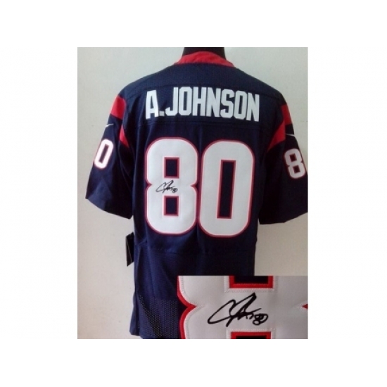 Nike Houston Texans 80 Andre Johnson Blue Elite Signed NFL Jersey Nike Houston Texans 80 Andre Johnson Blue Elite Signed NFL Jersey