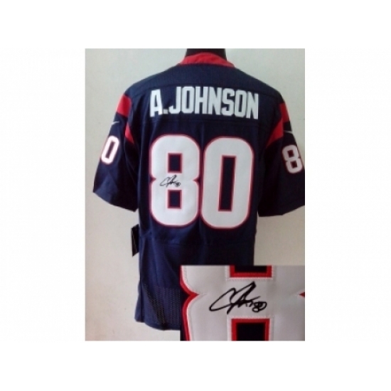 Nike Houston Texans 80 Andre Johnson blue Elite signature NFL Jersey Nike Houston Texans 80 Andre Johnson blue Elite signature NFL Jersey